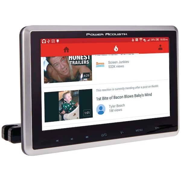 Power Acoustik Headrest 10.3" Monitor with DVD, Transmitters and Android PhoneLink PHD-101